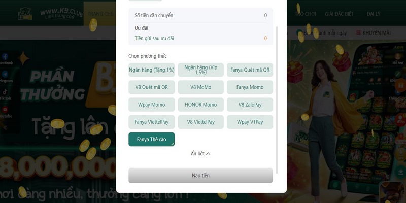 Tiện lợi và an toàn nạp tiền K8CC qua thẻ cào